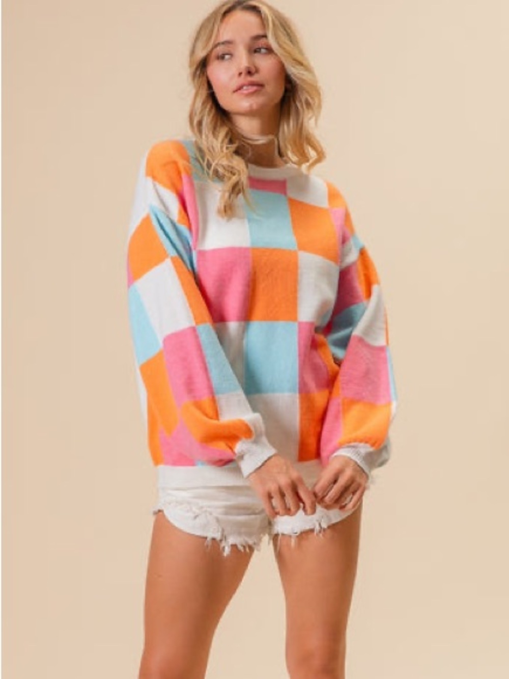 Bibi color block oversized colorful sweater
